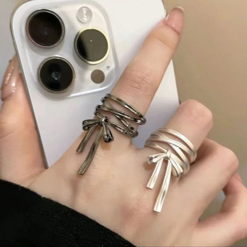 Bow Ribbon Gothic Adjustable Ring