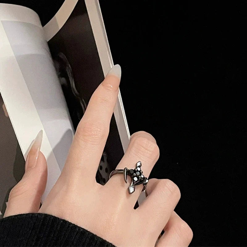 Crystal Cross Punk Gothic Ring
