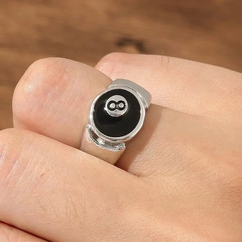 Punk Gothic Billiard Number Adjustable Ring