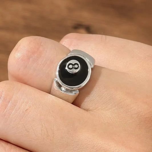Punk Gothic Billiard Number Adjustable Ring