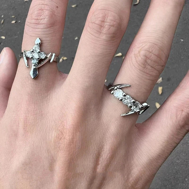 Crystal Cross Punk Gothic Ring