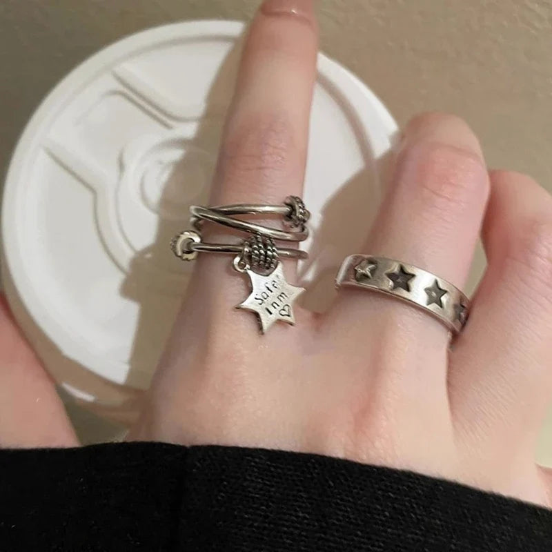 Gothic Harajuku Metal Pentagram Star Ring