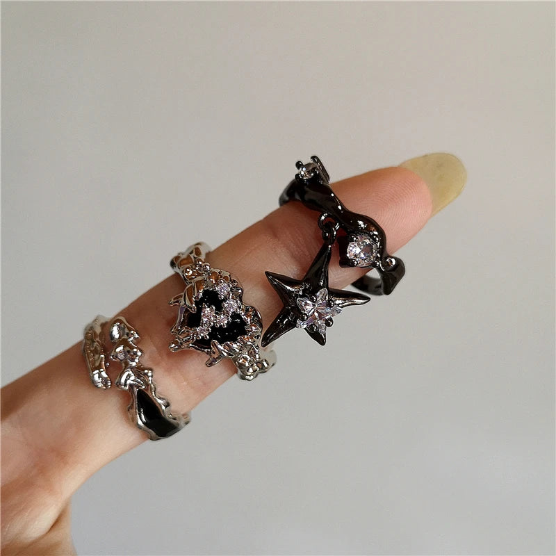 Gothic Thorny Rose Couple Ring
