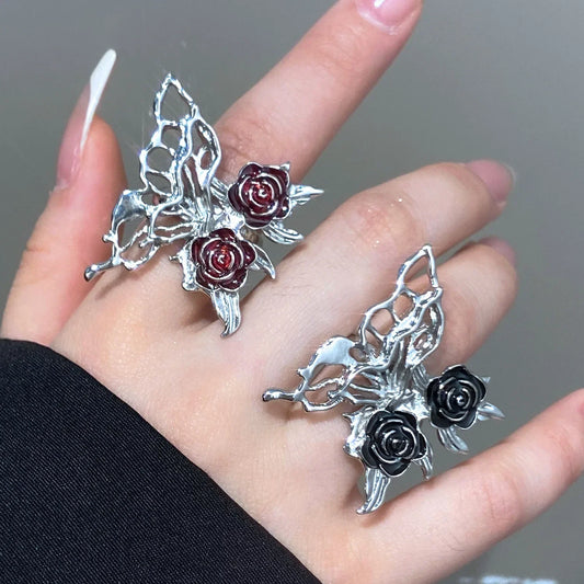 Gothic Black Rose Ring