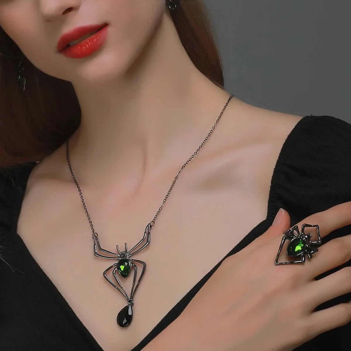 Gothic Black Spider Ring