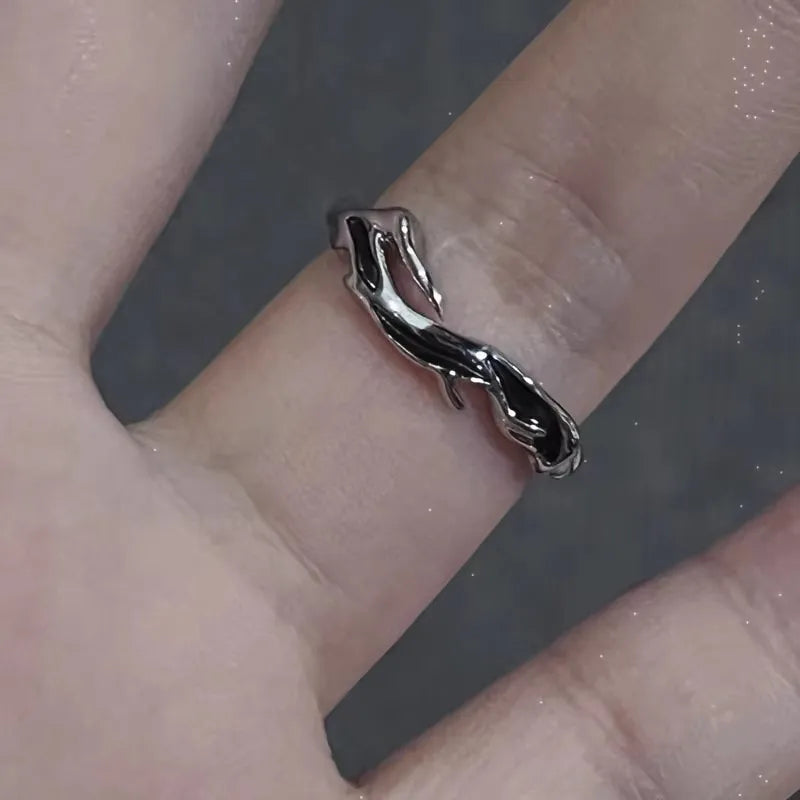 Gothic Black Cross Star Ring