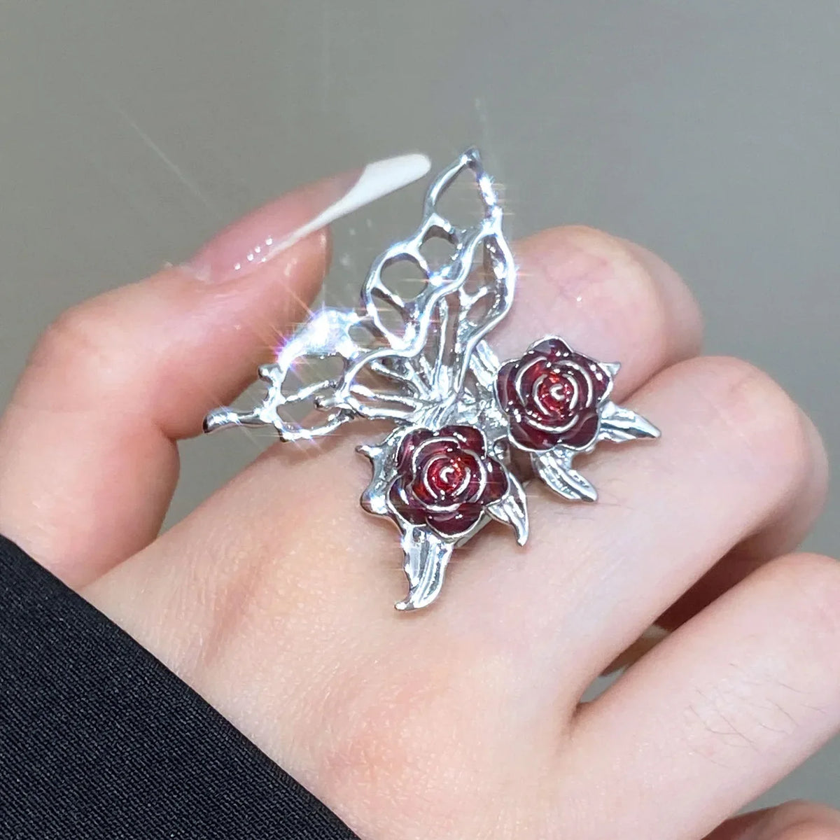 Gothic Black Rose Ring
