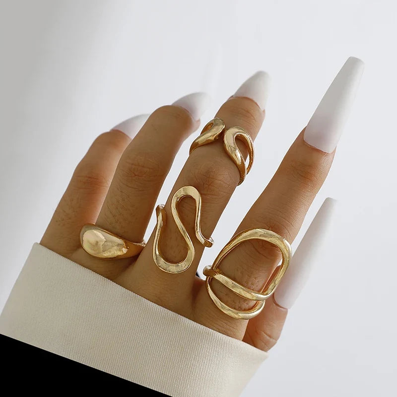 Punk Irregular Pearl Gothic Metal Ring