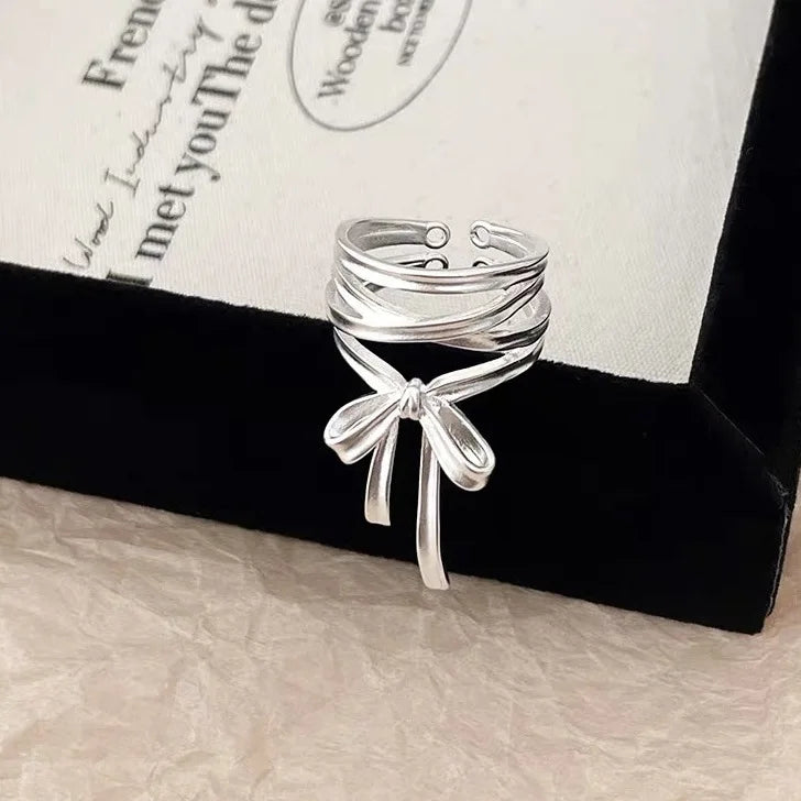 Bow Ribbon Gothic Adjustable Ring