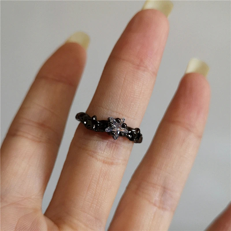 Gothic Thorny Rose Couple Ring