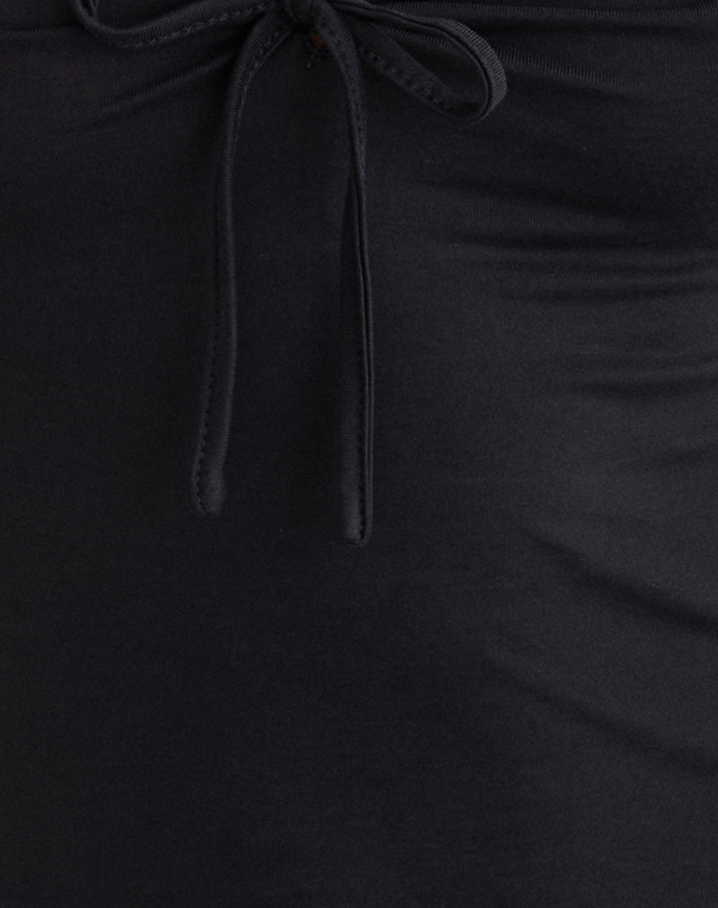 Saiba Cap Sleeve Top in Cupro Black