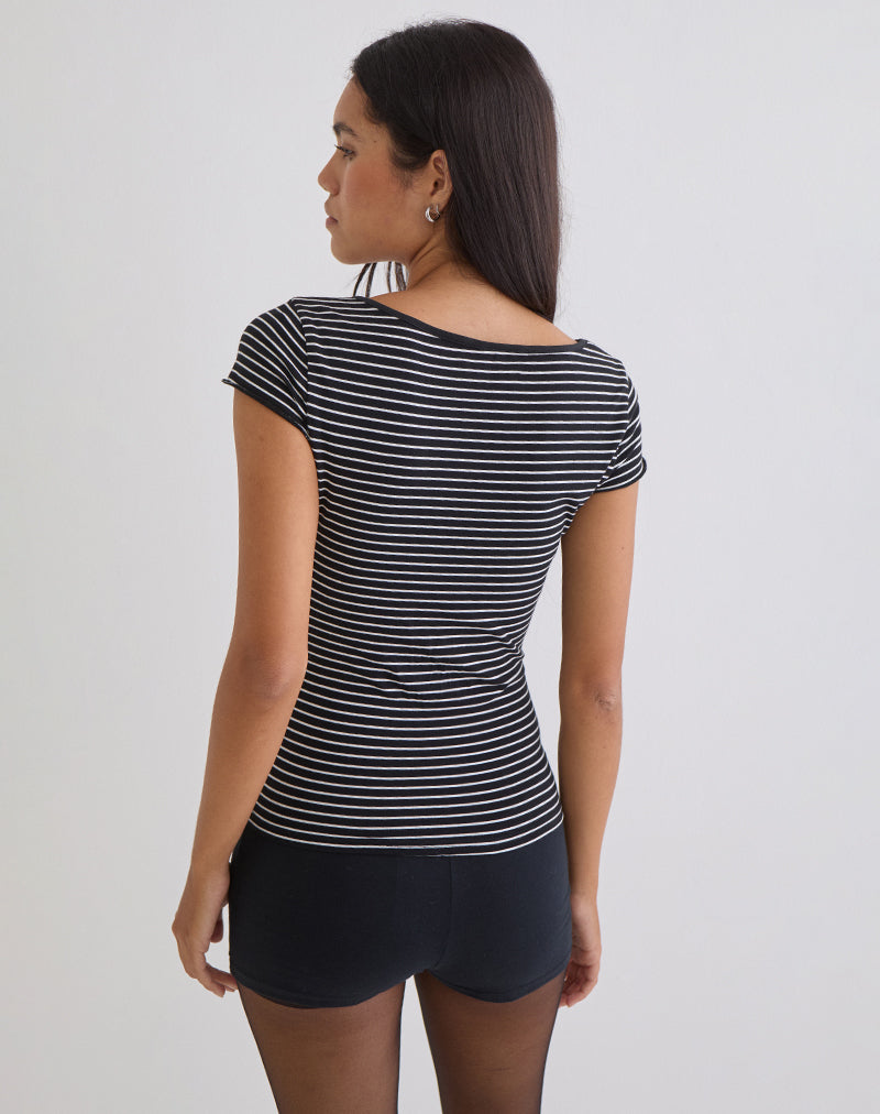 Seiren Top in Stripe Jersey Black and White
