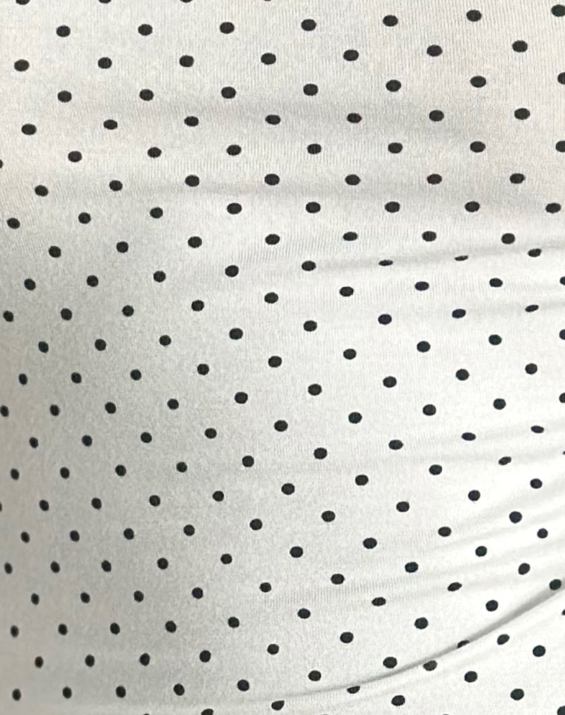Solay Cami Top in White with Black Micro Polka Print
