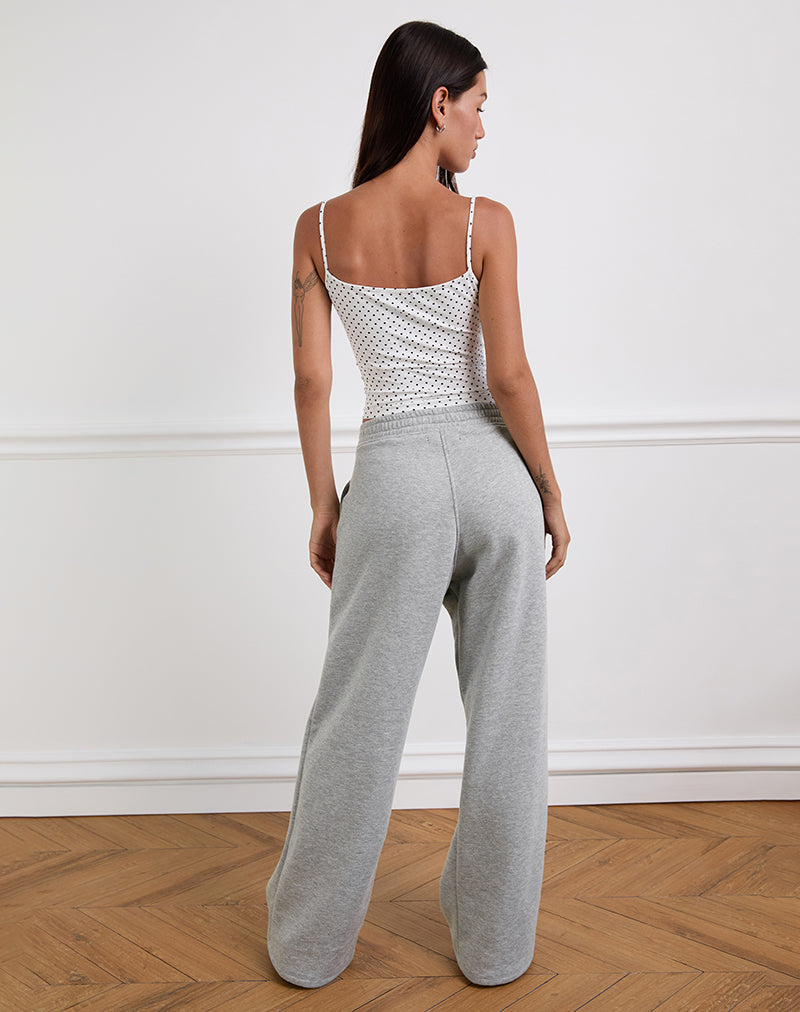 Solay Cami Top in White with Black Micro Polka Print