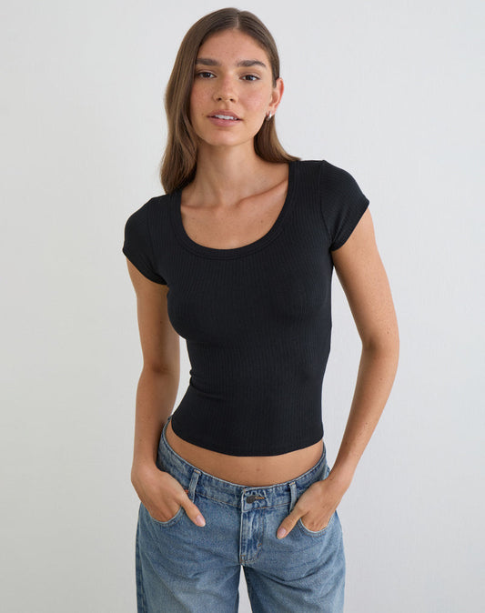 Sumala Tee in Thick Rib Black