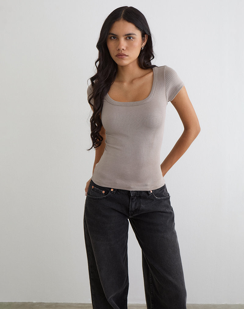 Sumala Tee in Thick Rib Moon Rock