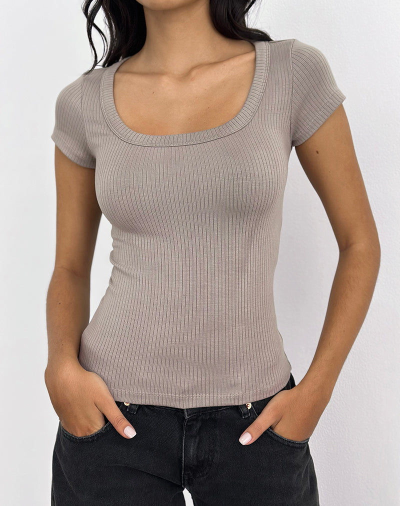 Sumala Tee in Thick Rib Moon Rock