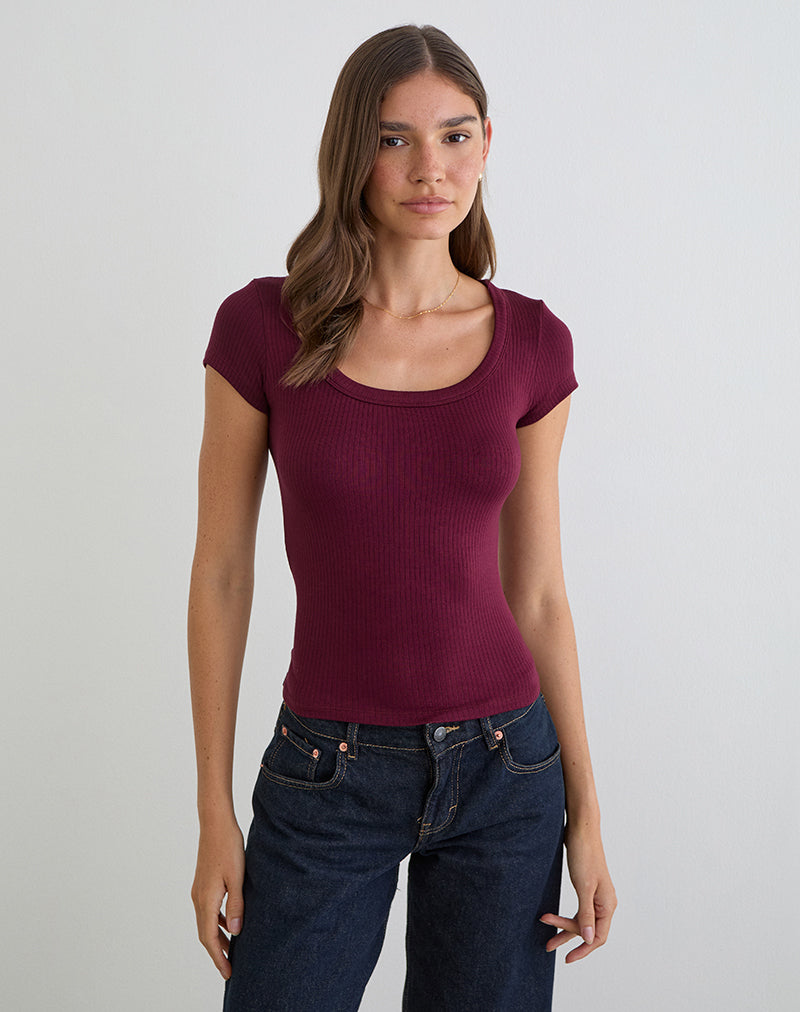 Sumala Tee in Thick Rib Wine