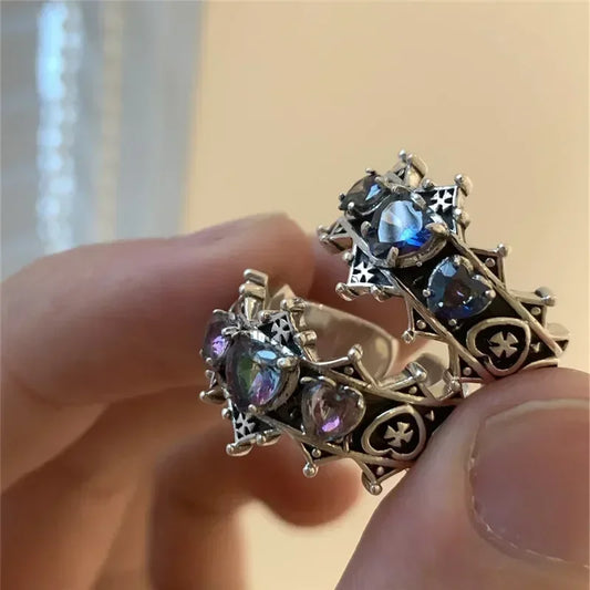 Vintage Lolita Gothic Heart Cross Ring