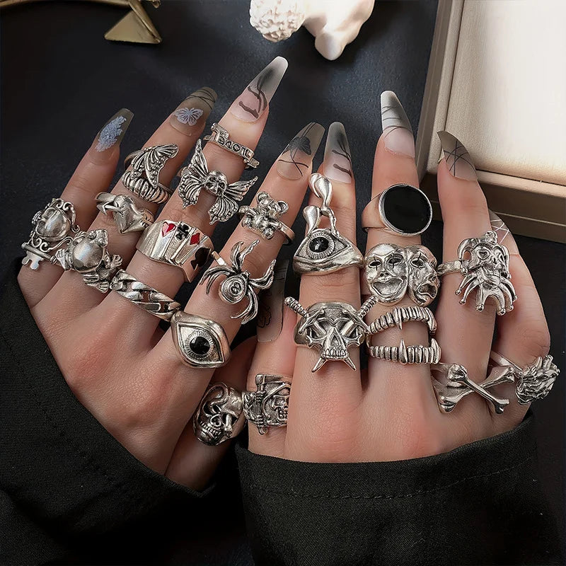 Punk Gothic Skeleton Spider Ring