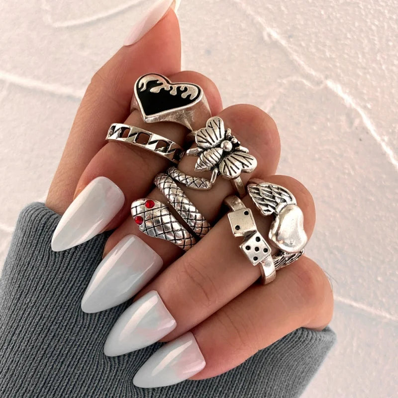 Vintage Silver Red Oval Gothic Ring