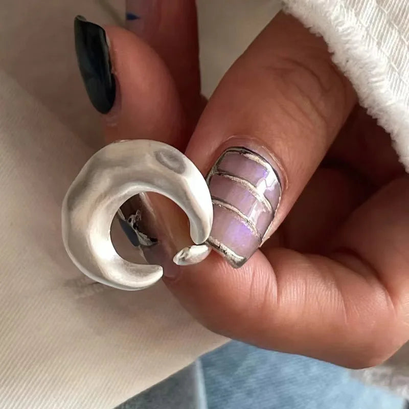 Matte Gothic Moon Ring