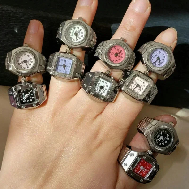 Vintage Punk Quartz Pocket Watch Gothic Ring