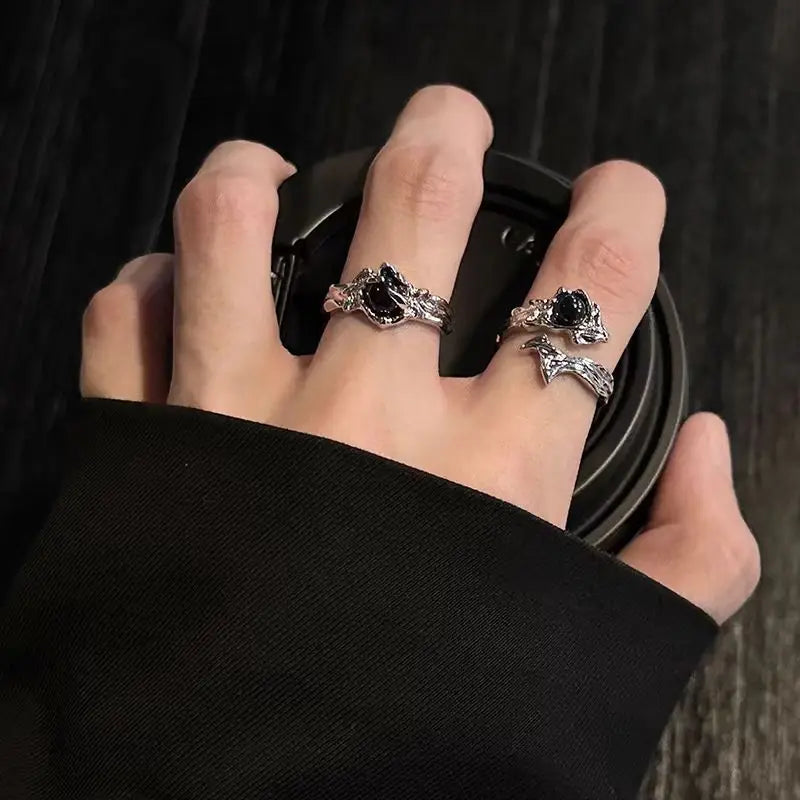 Silver Thorn Gothic Crystal Ring