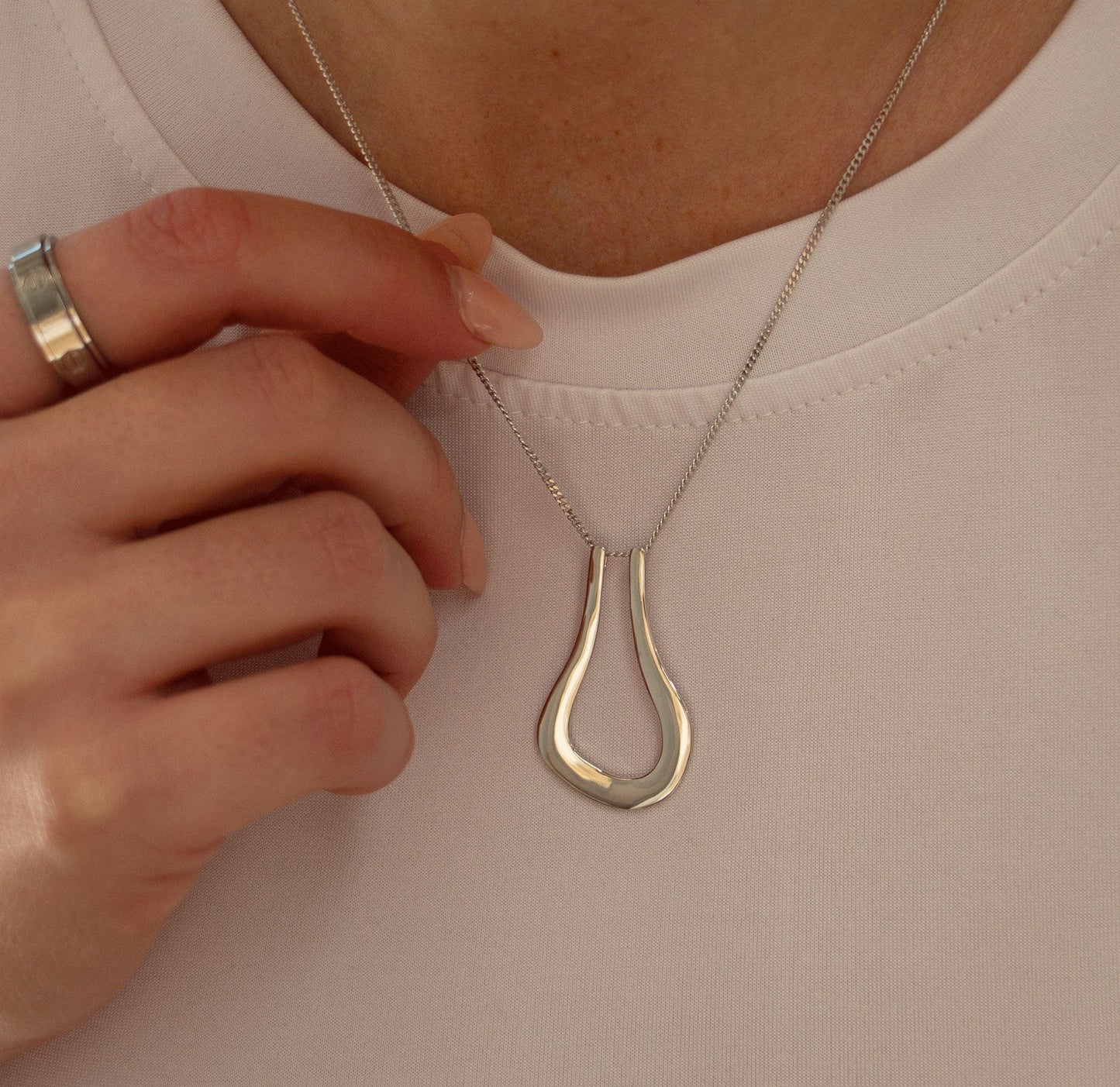 925 Sterling Silver Safina Ring Keeper Necklace