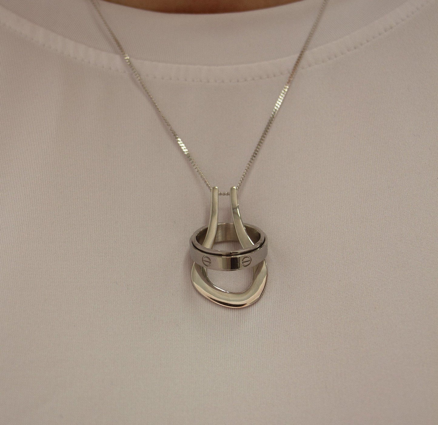 925 Sterling Silver Safina Ring Keeper Necklace