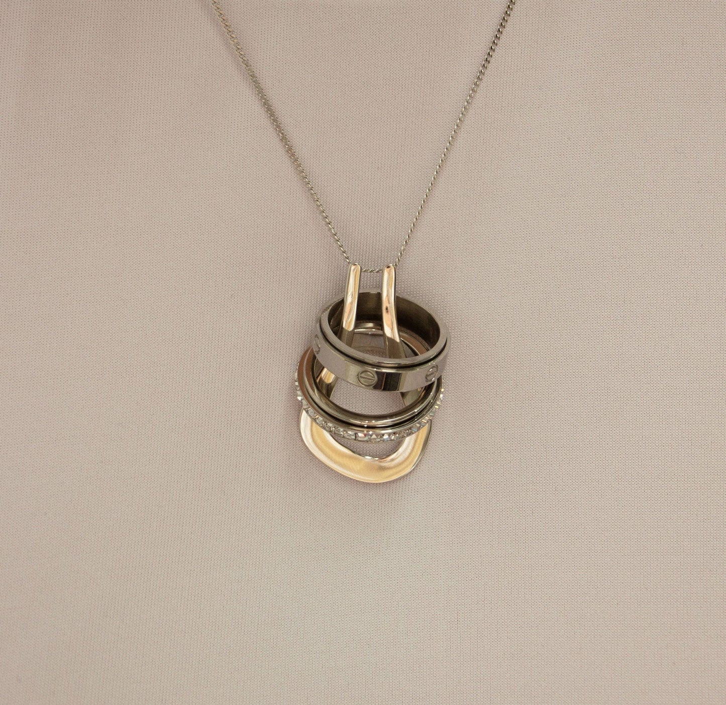 925 Sterling Silver Safina Ring Keeper Necklace