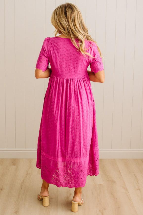 Sara Eyelet Lace Midi Dress