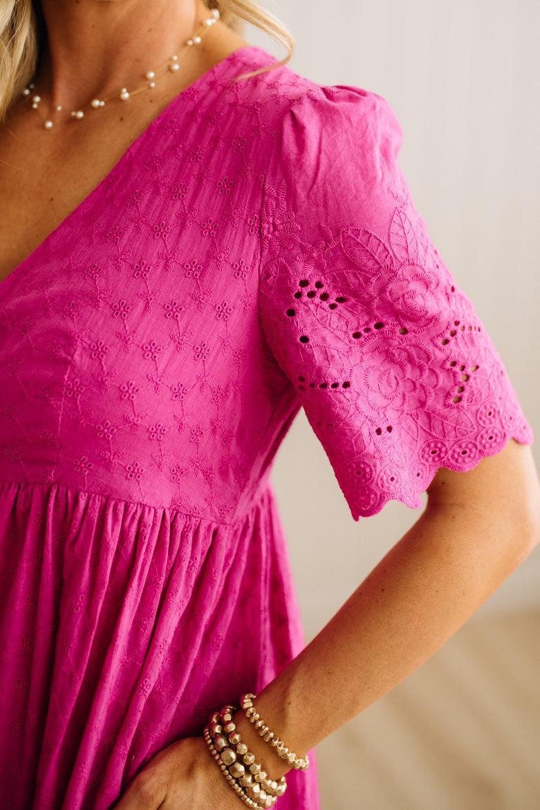 Sara Eyelet Lace Midi Dress