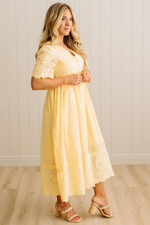 Sara Eyelet Lace Midi Dress