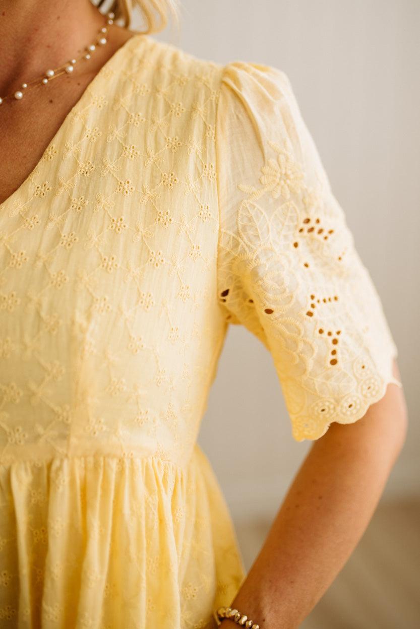 Sara Eyelet Lace Midi Dress