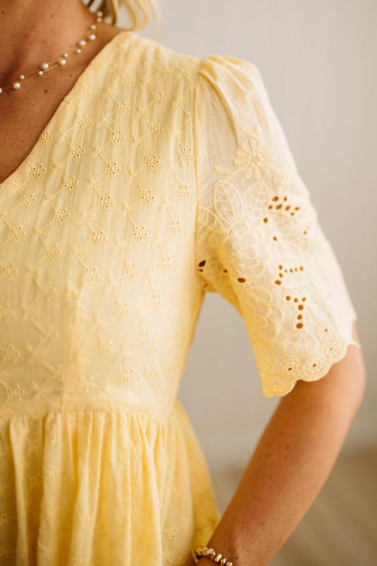 Sara Eyelet Lace Midi Dress