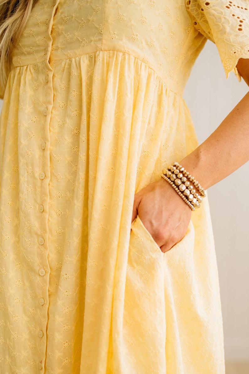 Sara Eyelet Lace Midi Dress