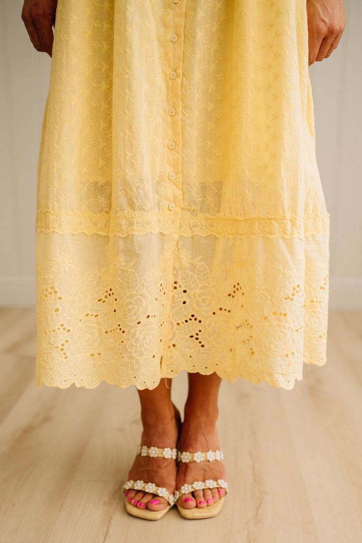 Sara Eyelet Lace Midi Dress