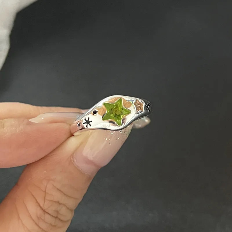 Kpop Goth Geometric Gothic Star Ring