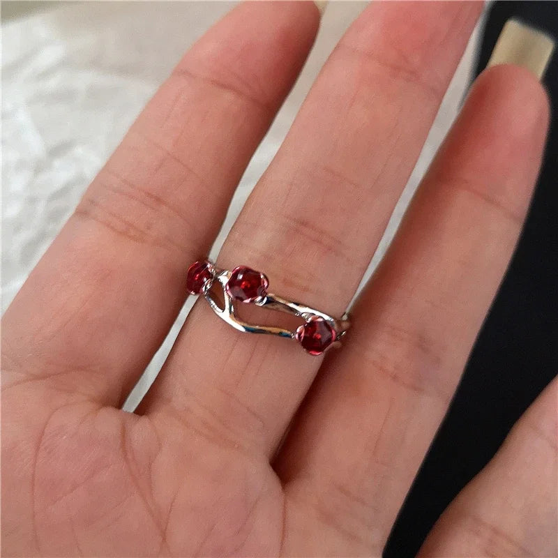 Y2K Gothic Animal Spider Red Crystal Ring