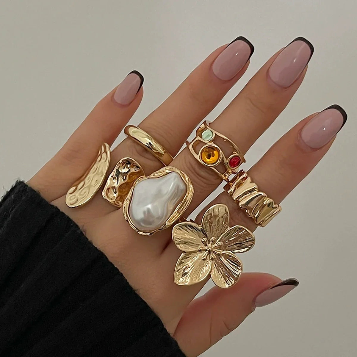 Baroque Pearl Gothic Zircon Ring