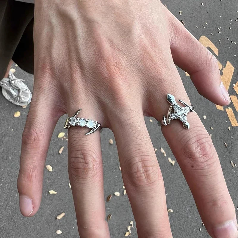 Crystal Cross Punk Gothic Ring