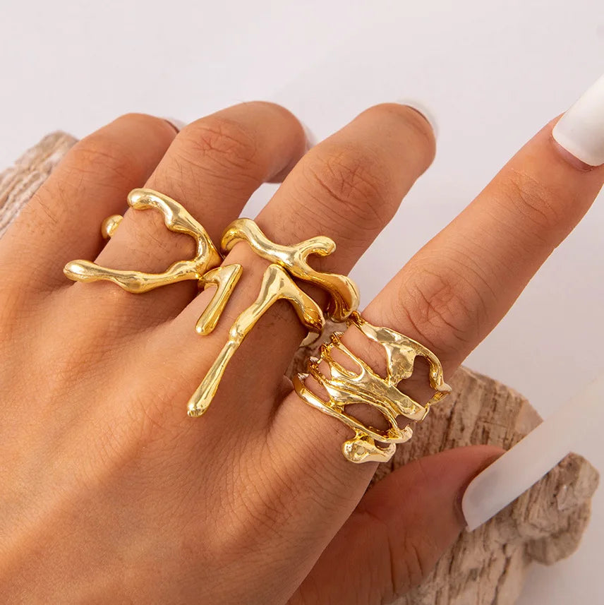 Punk Irregular Pearl Gothic Metal Ring