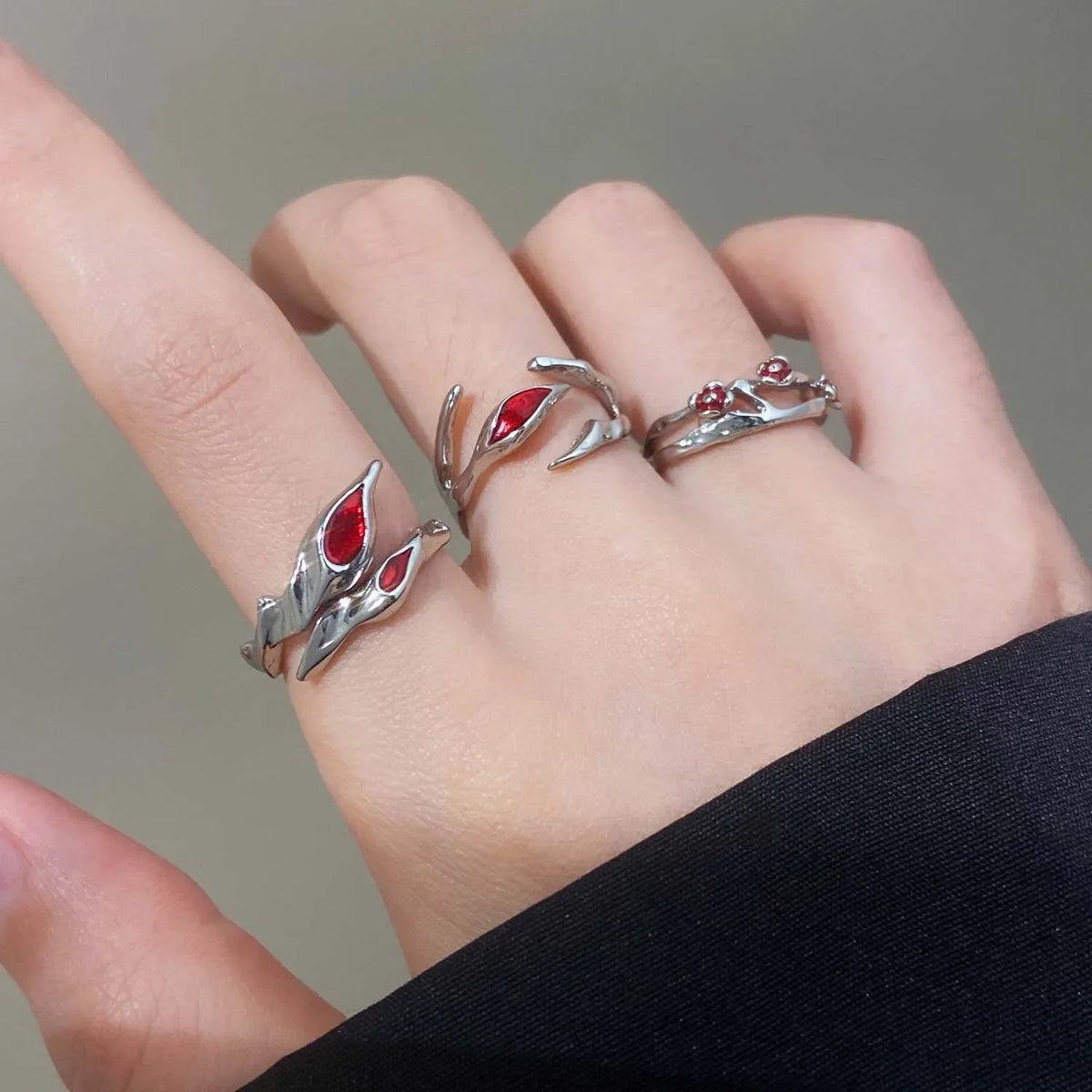 Gothic Red Crystal Ring