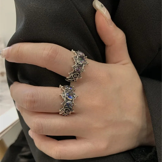Vintage Gothic Heart Cross Ring