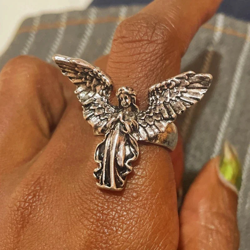 Y2K Crystal Heart Punk Gothic Ring