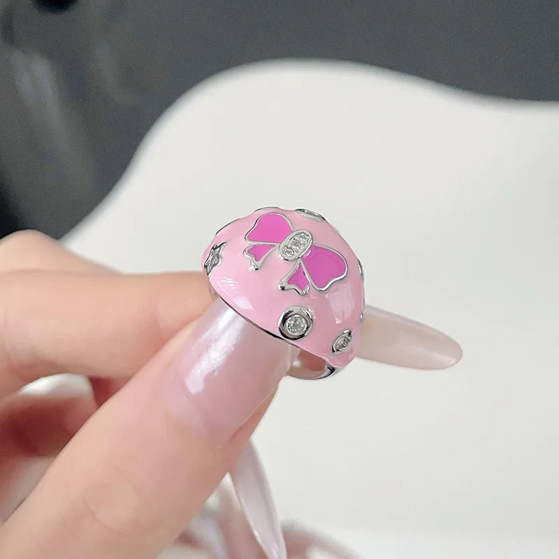 Colorful Stone Drip Rhinestone Gothic Ring