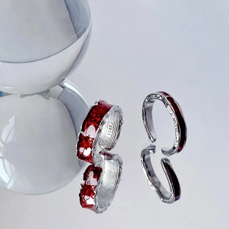 Y2K Red Drip Oil Gothic Ring