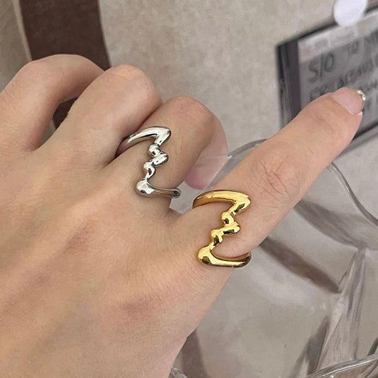 Irregular Copper Wave Gothic Ring