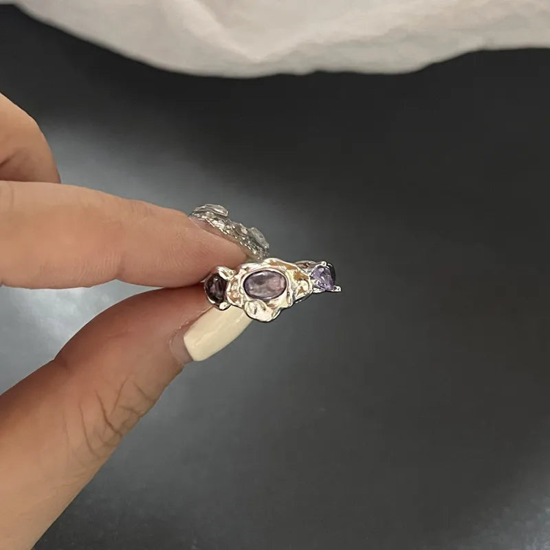 Colorful Stone Drip Rhinestone Gothic Ring